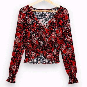 Topshop ruched blouse in multifloral print